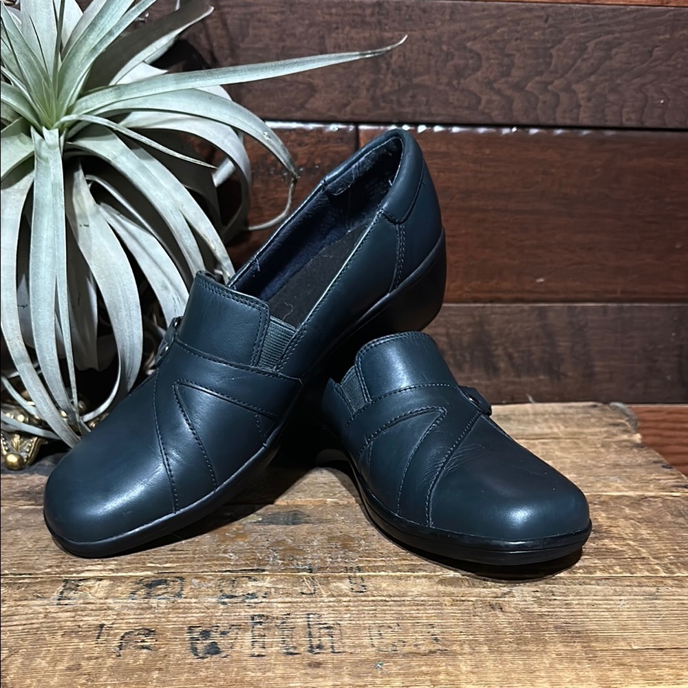 Clark's Greenish Blue Slip-On Leather Shoes
